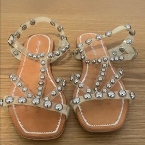 Jeffrey Campbell Clear Silver Studded Sandals